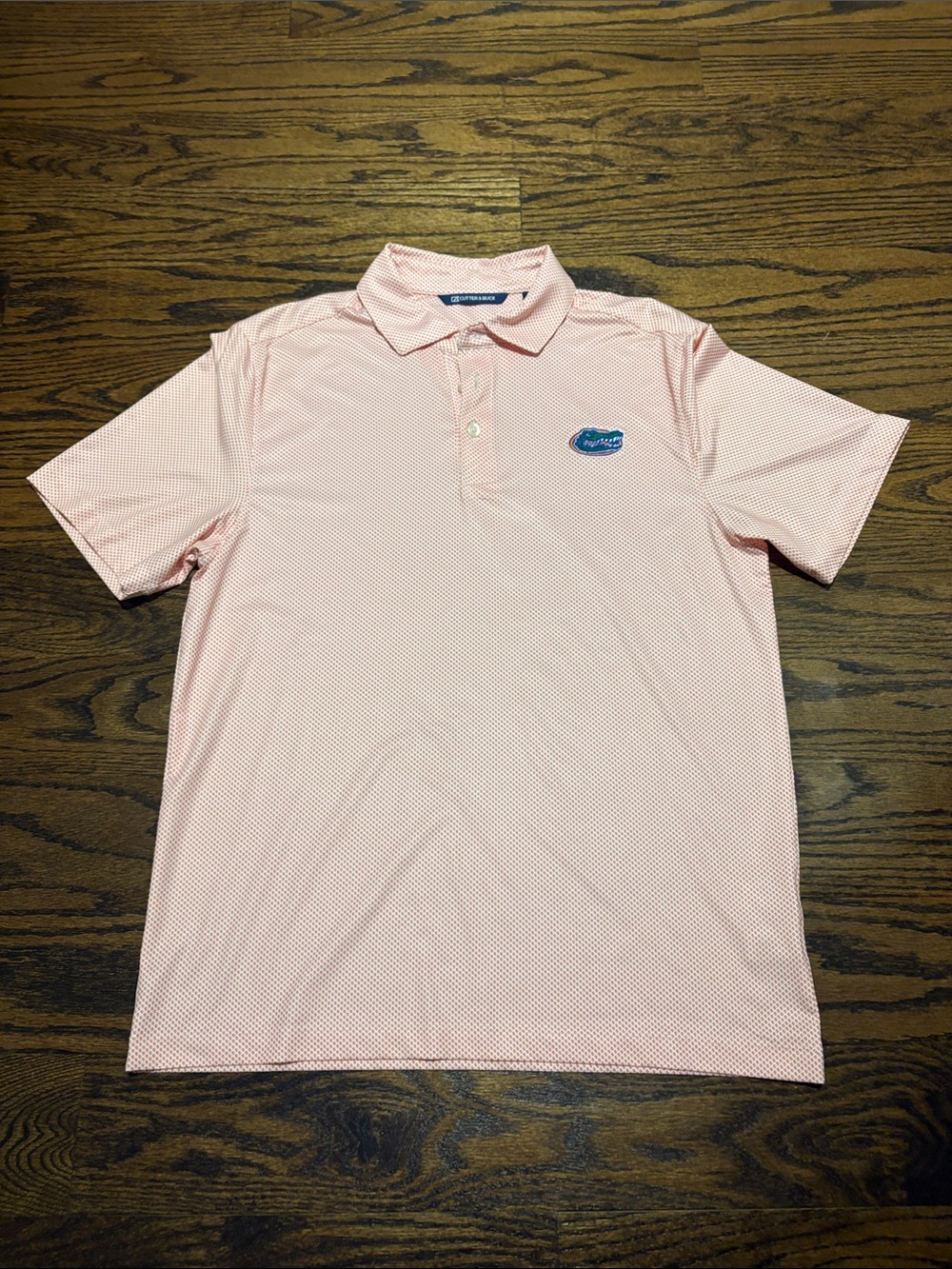 Cutter & Buck Florida Gators University Light Pink Micro-Pattern Golf Polo